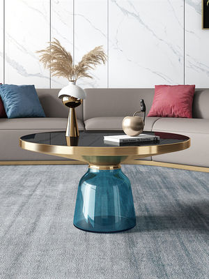 Toughened Bell Blown Glass Coffee Table 35cm High Antiwear