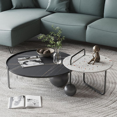 ODM Fashionable Rock Plate Round Coffee Table Sets Of 2 58cm And 90cm