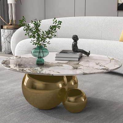 Titanium Ball Based Round Rock Coffee Table 100cm Modern Rock Round Tea Table