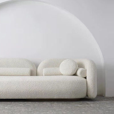 Three Dimensional White Teddy Velvet Couch Sofa Polyester Fiber