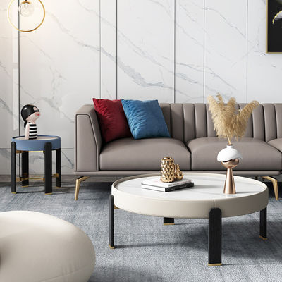 PU Wood Minimalist Marble Coffee Table Set 45cm For Living Room