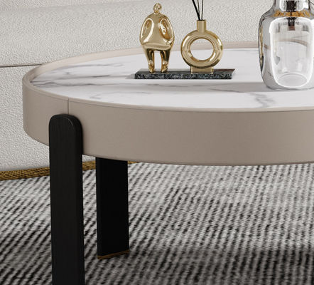 PU Wood Minimalist Marble Coffee Table Set 45cm For Living Room
