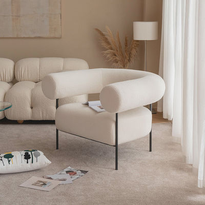 White Cloth Fabric Leisure Chair Filling With 45d High Rebound Sponge