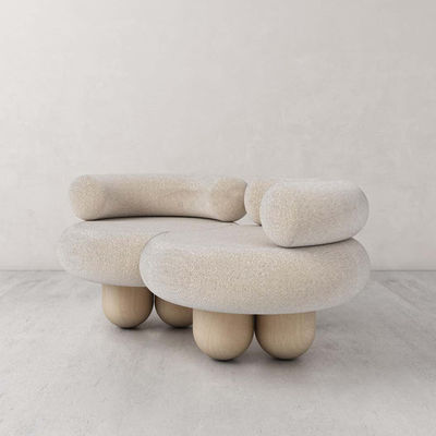 Fabric Leisure Chair Flannel Solid Wood Special-Shaped Single Sofa Love Seat