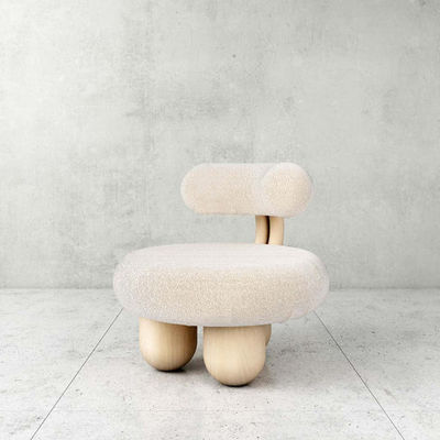 Fabric Leisure Chair  White Fabric Soft Comfortable Imitation Wool Leisure Chair