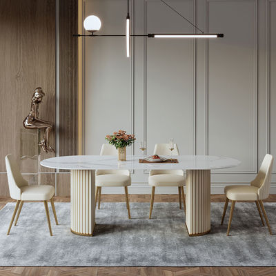 Metal Base Rock Board Dining Table Grey Marble Dining Table Set