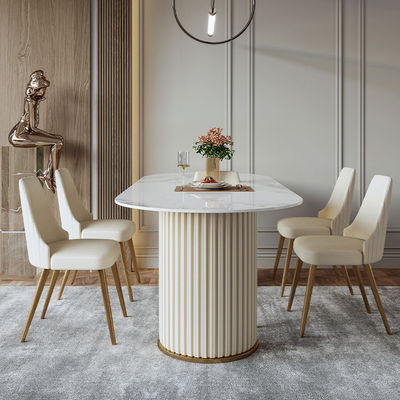 Metal Base Rock Board Dining Table Grey Marble Dining Table Set
