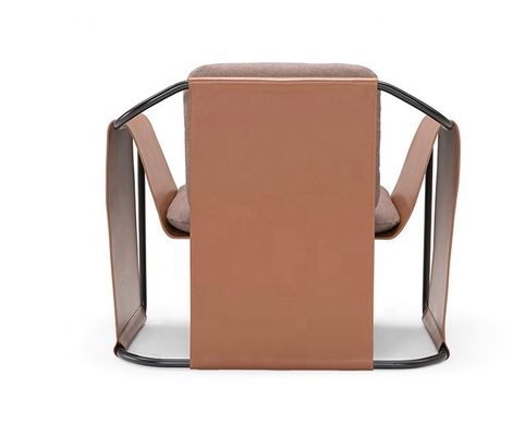 Metal Frame Leather Leisure Chairs Adjustable Restraint Head Brown Leather Armchair
