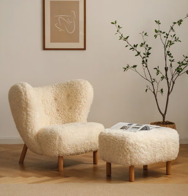 Plush Fabric Cashmere White Wool Chair Minimalist Modern Ins Style