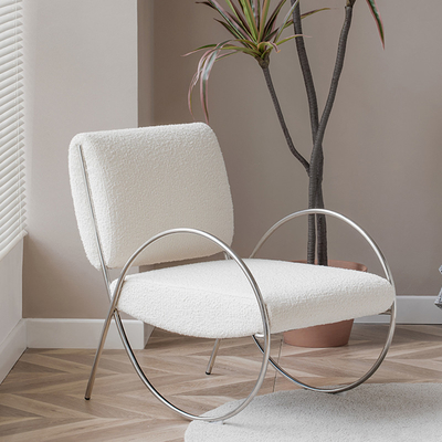 Lobby Teddy Metal Base Fabric Leisure Chair Bedroom Lounge
