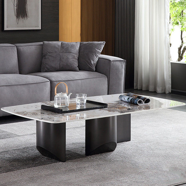 OEM Marble Texture Rectangular Coffee Table Italian Minimalist Rectangular Tea Table