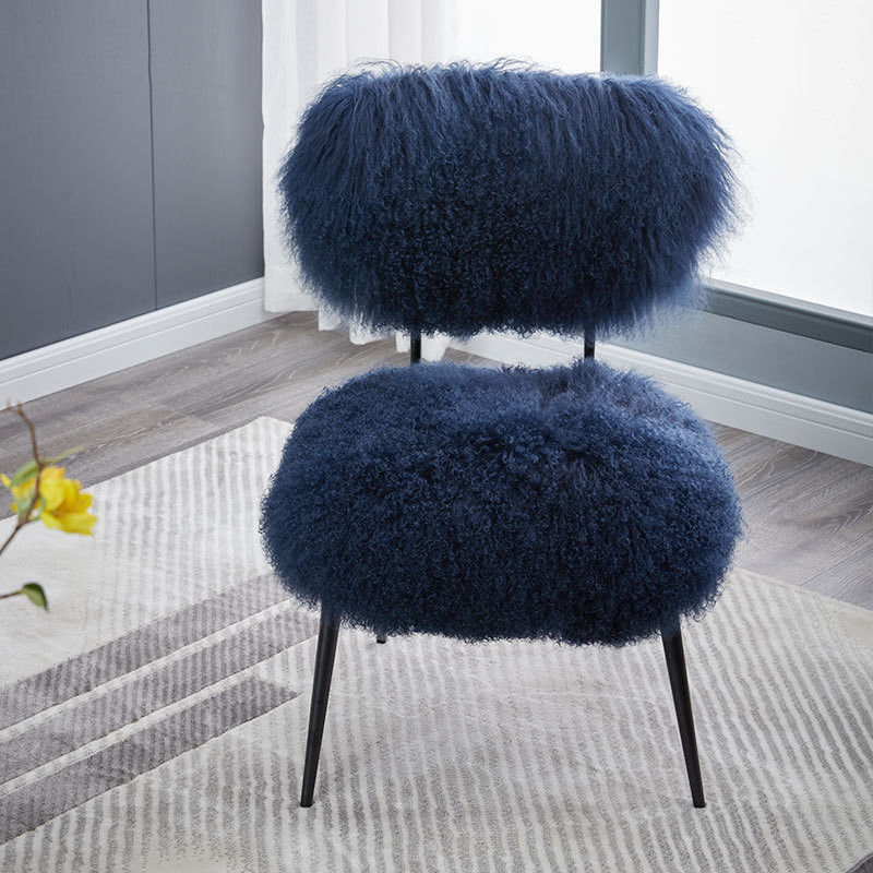 Fabric Leisure Chair White Fluff Black Frame New Leisure Chair