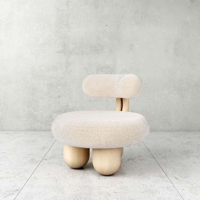 Fabric Leisure Chair  White Fabric Soft Comfortable Imitation Wool Leisure Chair
