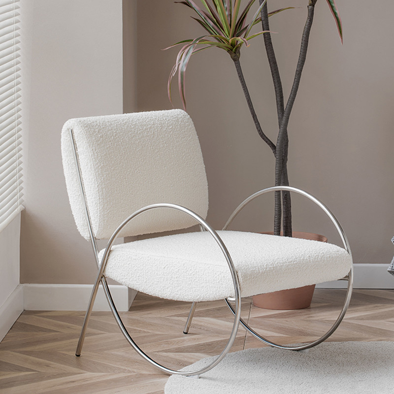 Lobby Teddy Metal Base Fabric Leisure Chair Bedroom Lounge